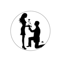 Picture of BP Man & Woman Printed Round Pin Badge, Black & White
