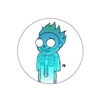 Picture of BP Rick & Morty Printed Round Pin Badge, Large, Blue & White