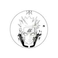 BP The Anime Naruto Close Up Pose Printed Round Pin Badge, Black & White