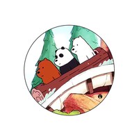 Picture of BP We Bare Bears Wooden Log Printed Round Pin Badge, Large