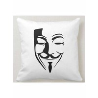 Picture of 1st Piece Anonymous Mask Printed Decorative Pillow, White, 40 x 40cm