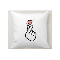 Picture of 1st Piece Korean Heart Printed Decorative Pillow, White, 40 x 40cm