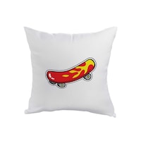 Picture of Decalac Skateboard Square Shaped Throw Polyester Pillow, White, 40 x 40cm