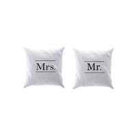 Picture of LOWHA Mr&Mrs 2 Set Of Printed Cushion Cover, Black & White, 40 x 40cm