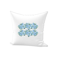 Picture of REGAL IN HOUSE Flower Printed Cotton Cushion, Blue & White, 45 x 45cm