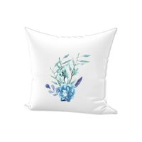Picture of REGAL IN HOUSE Flower Cotton Cushion, Blue & White, 45 x 45cm