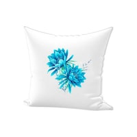 Picture of REGAL IN HOUSE Dual Flowers Printed Cotton Cushion, Blue & White, 45 x 45cm