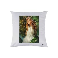Picture of RKN Girl with Floral Tiara Printed Throw Pillow, White, 40 x 40cm