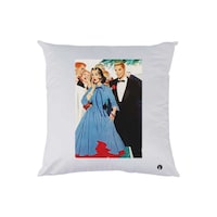 RKN Man & Woman Printed Cushion Polyester, White, 40 x 40cm