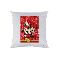 RKN Mickey & Minnie Mouse Printed Decorative Throw Pillow, White, 40 x 40cm