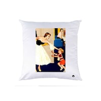 Picture of RKN Mother & Child Printed Polyester Pillow, White, 40 x 40cm