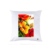 Picture of RKN Close Up Flowers Printed Polyester Pillow, White, 40 x 40cm