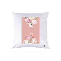 Picture of RKN Flower Printed Polyester Pillow, White, 40 x 40cm