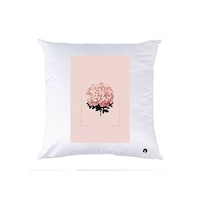 Picture of RKN Bouquet Printed Polyester Pillow, White, 40 x 40cm