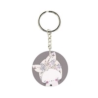 Picture of BP Cartoon Themed Single Sided Keychain, Grey & Gold