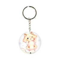 Picture of BP Cat Printed Keychain, Gold & White
