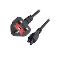 Vmax Laptop Power Cable With Uk Plug and Fuse, 0.5mm, 1.8meter, Black