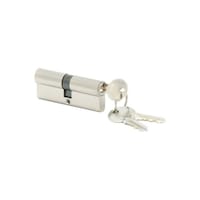 RKN Chrome Plated Cylinder Shaped Lock With Keys, Silver, 70mm