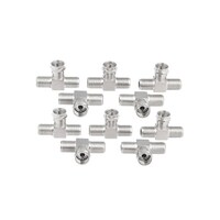 Picture of RKN F Type Male to Double Female Connector Set, Silver, Set of 10pcs
