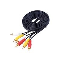 Picture of RKN Electronics 3 RCA Composite Male To Male Audio Video AV Cable, Black