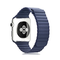 RKN Leather Magnetic Loop Bracelet Strap Band for Apple Watch, 42mm, Blue