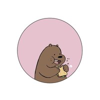 Picture of BP We Bare Bears Eating Sandwich Printed Round Pin Badge