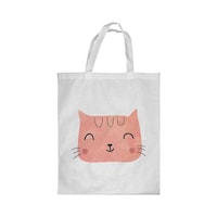 Picture of Rkn Cat Printed Shopping Bag, White Small 25 X 20 Cm