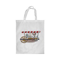 Picture of Rkn Fishing Boat Printed Shopping Bag, White Small 25 X 20 Cm