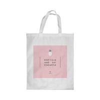 Rkn Keep Kalm & Eat Pineapple Printed Shopping Bag, White Small 25 X 20 Cm