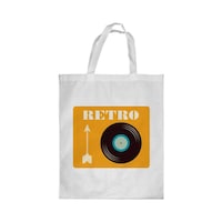 Picture of Rkn Old Music Cylinder Printed Shopping Bag, White Small 25 X 20 Cm