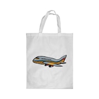Picture of Rkn Plane Printed Shopping Bag, White Small 25 X 20 Cm