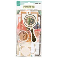 AMERICAN CRAFTS Fernwood Cardstock Die-Cuts Journaling Tags With Ring