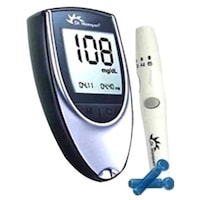Dr. Morepen Blood Glucose Machine(with 10 Free Swabs), Grey and Black