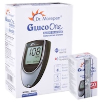 Picture of Dr. Morepen Glucometer with 50 Strips, BG03, Black and Grey