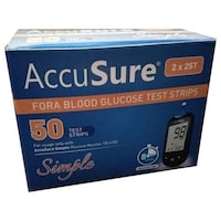 AccuSure Simple Glucometer with 50 Test Strips, Black