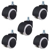 Picture of Sii Twin Castor Wheels Threaded Set of 5 Pcs For Revolving Chairs 