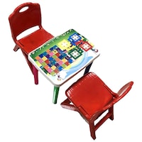 Kuchikoo Multi Utility Table With Ludo and Two Chairs, Multicolor