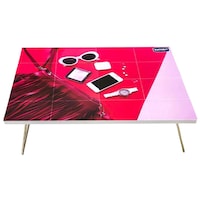Kuchikoo Multi Purpose Foldable Bed Table, Red and Pink