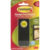 Command Large Picture Hanging Strips, Black, 4 Sets