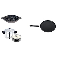 Picture of Futensils Non Stick Cookware Set Combo 6 of Idli Maker, Tawa and Pan