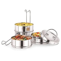 Picture of Futensils Manav Stainless Steel Tiffin Box 8x4, and Lunch Bag