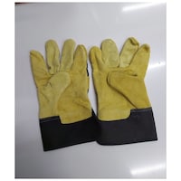 AIH Yellow & Black Leather Hand Gloves, 2 Pcs
