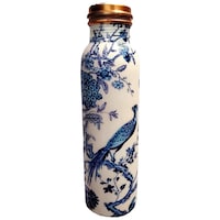 Picture of Rengvo Meena Printed Copper Water Bottle, 1000 Ml, White