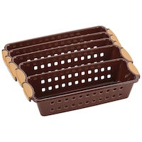 Picture of Hridaan Plastic Shelf Basket Rack, Medium, Pack of 5, Coffe