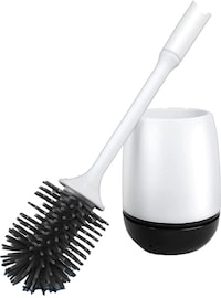 Picture of Hridaan Silicone Toilet Brush with Holder, White and Black