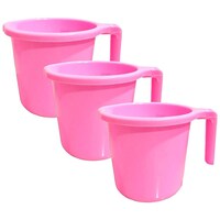 Hridaan Bathroom Plastic Mug, Pack of 3, Pink