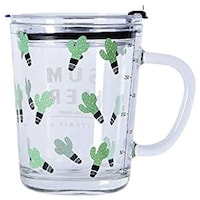 Picture of Hridaan Printed Random Design Glass Mug Cup with Lid, Transparent