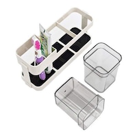 Hridaan Plastic Bathroom Dental Storage Organizer with 2 Cups, White