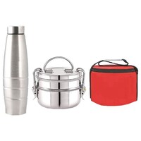 Picture of Futensils Manav 2- Tier Stainless Steel Tiffin Box, 8x With Bottle, 700ml4