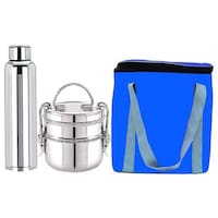 Picture of Futensils Stainless Steel Tiffin Box, 6x2, Bag and Bottle, 760ml